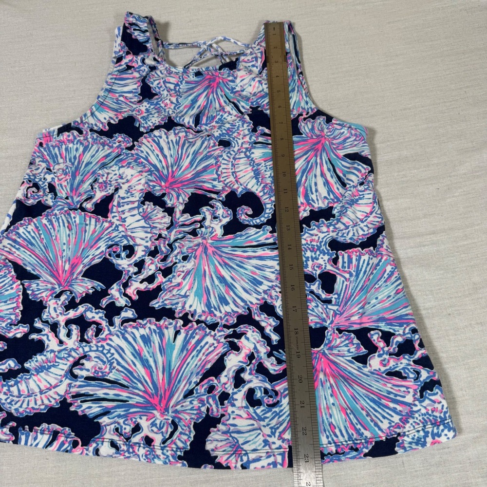 Lilly Pulitzer Lot of 2 - Etta V-Back Tank Top Pima Cotton Modal Blue Pink M - Picture 9 of 11